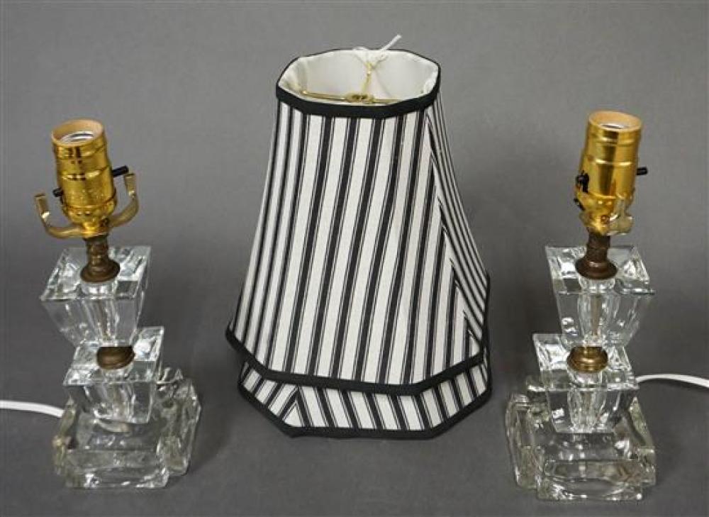 PAIR CRYSTAL TABLE LAMPS (LACKING