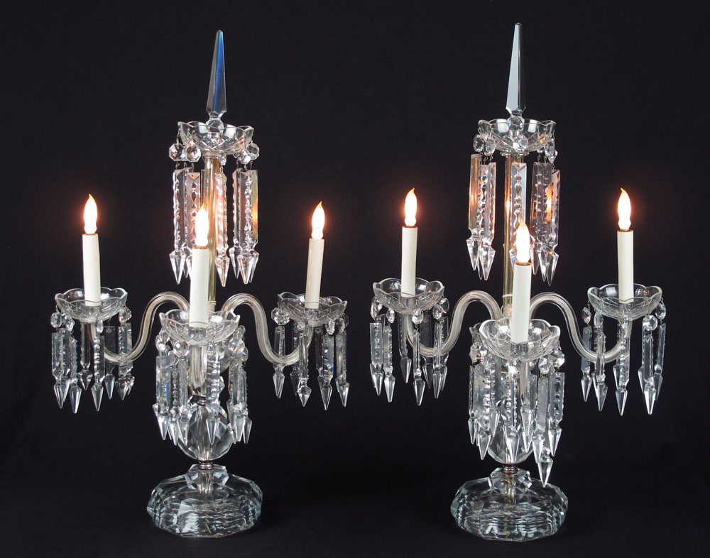 PAIR CRYSTAL TABLE TOP CHANDELIER