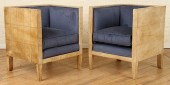 PAIR CUBE FORM CLUB CHAIRS MAN
