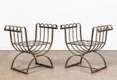 PAIR, CURULE-FORM STOOLS OR BE