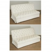 PAIR CUSTOM BUTTON TUFTED SOFA