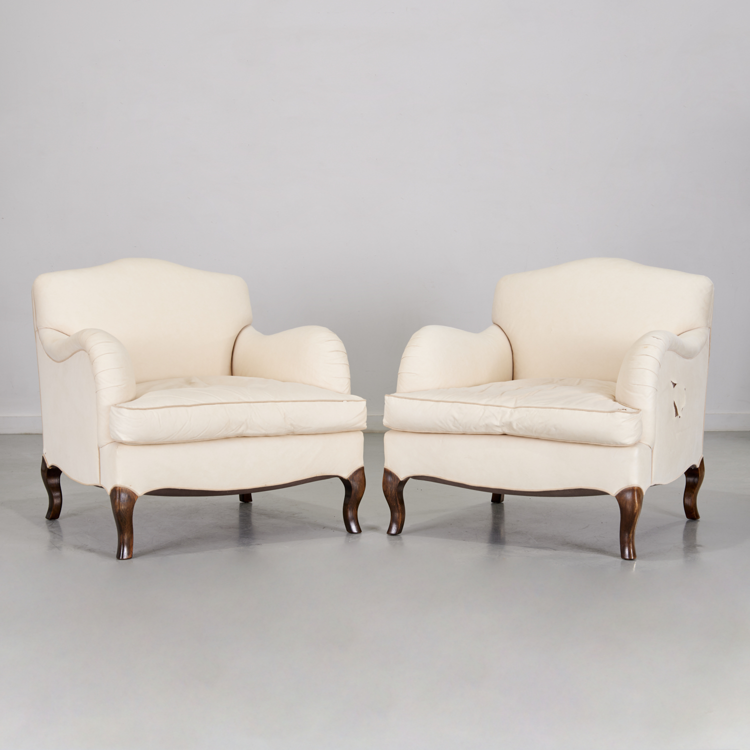 PAIR CUSTOM DESIGNER UPHOLSTERED