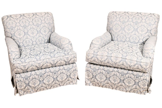 PAIR CUSTOM UPHOLSTERED SCALAMDRE