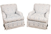PAIR CUSTOM UPHOLSTERED SCALAM