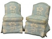 PAIR CUSTOM UPHOLSTERED SIDE C