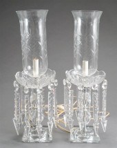 PAIR CUT AND PRESSED GLASS LUS