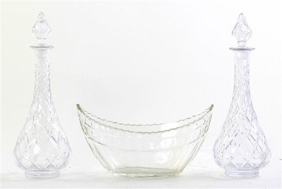 Pair cut-glass decanter and