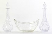 Pair cut-glass decanter and ce
