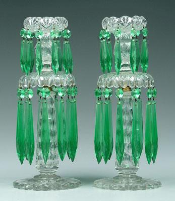 Pair cut glass lusters: hung with