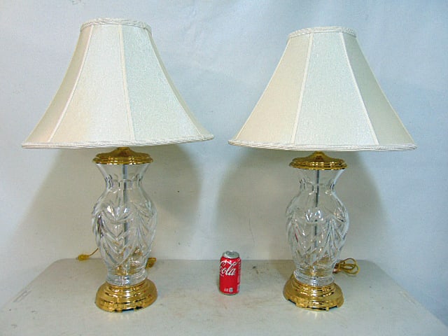 PAIR CUT GLASS WATERFORD TABLE
