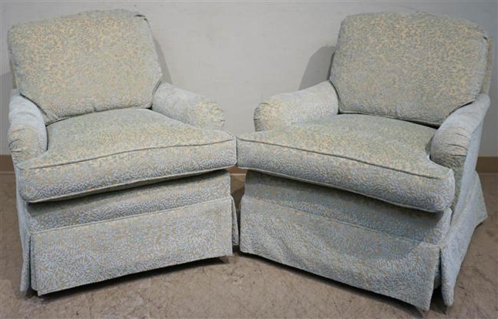 PAIR CUT VELVET UPHOLSTERED
