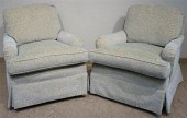 PAIR CUT VELVET UPHOLSTERED SW