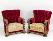 PAIR DANISH ART DECO VELVET &