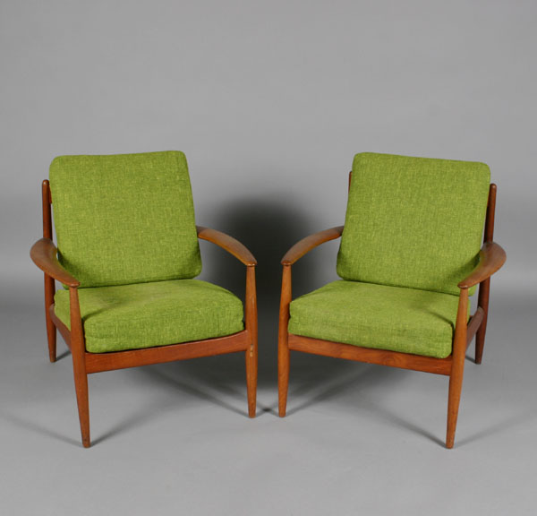 Pair Danish modern teak arm