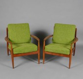 Pair Danish modern teak arm ch