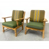 Pair Danish Oak Lounge Chairs