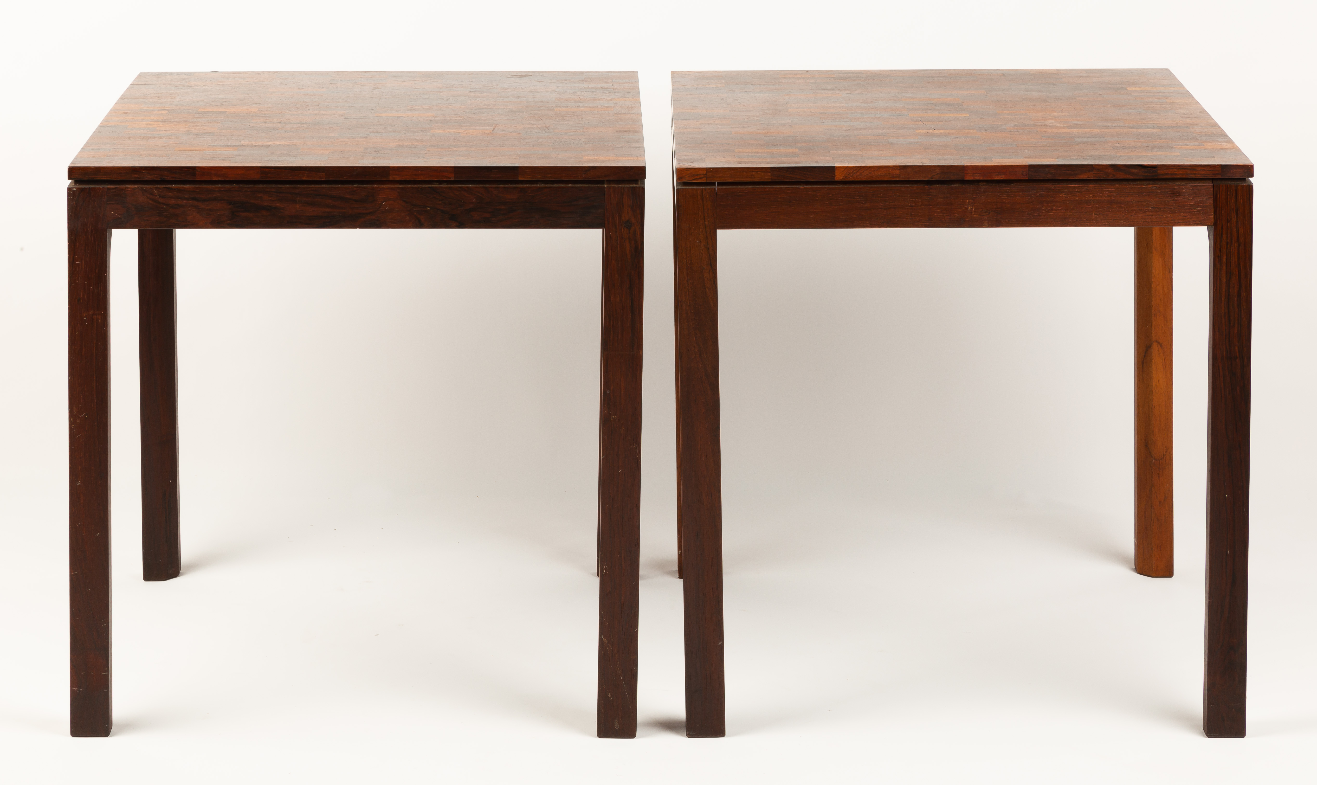 PAIR DANISH SIDE TABLES Rosewood.