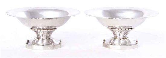 Pair Danish silver compotes by