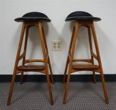 PAIR DANISH TEAK BLACK LEATHER
