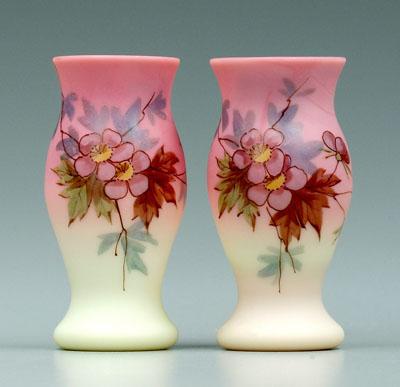 Pair decorated Burmese vases: