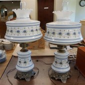 PAIR DECORATED MILK GLASS GONE
