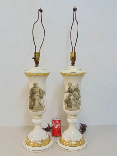 PAIR DECORATIVE GLASS TABLE LAMPS