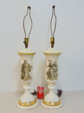 PAIR DECORATIVE GLASS TABLE LA