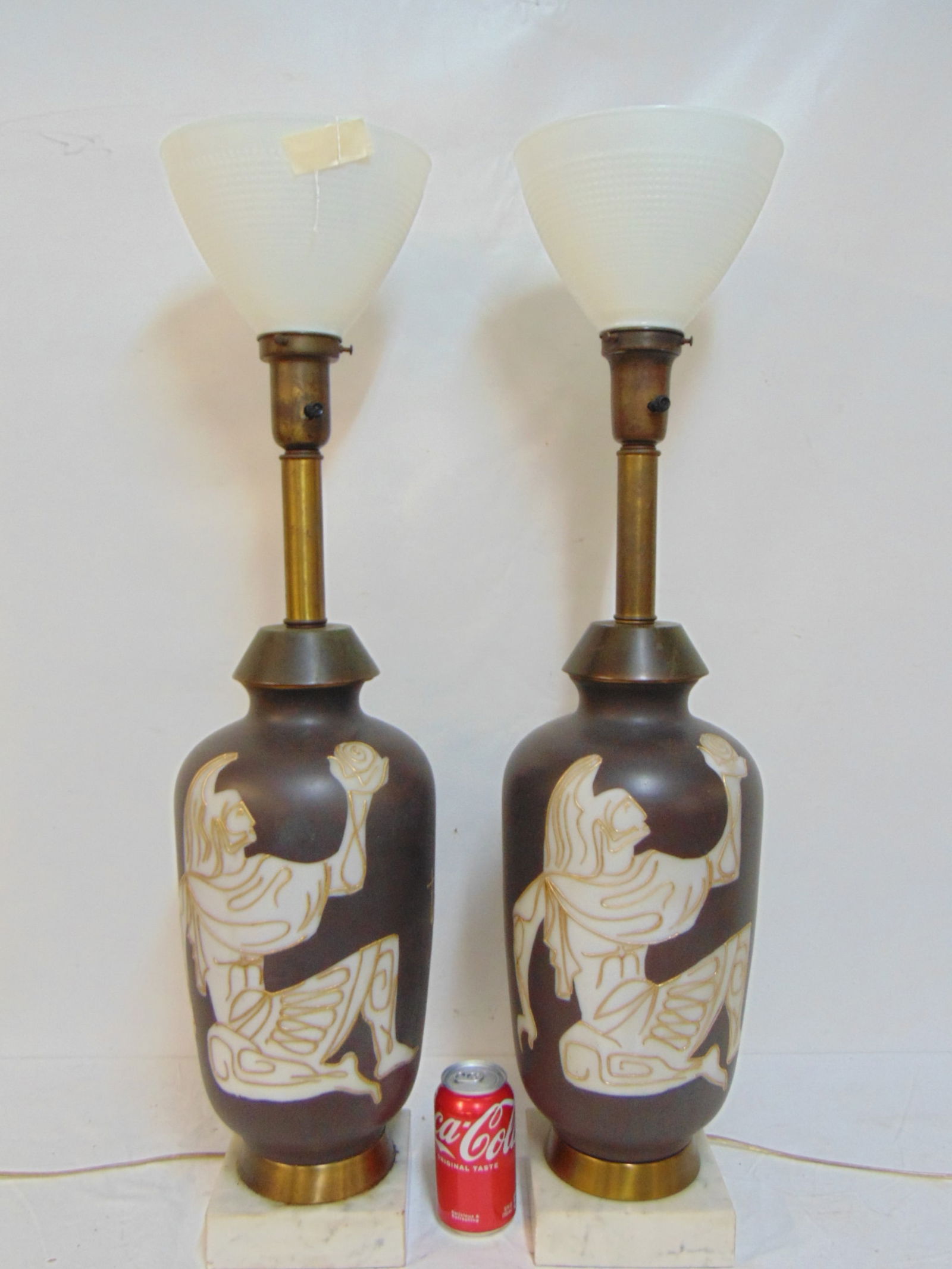 PAIR DECORATIVE MID CENTURY CERAMIC