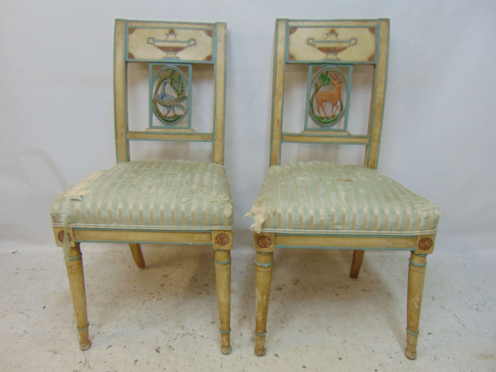 PAIR DECORATIVE PAINTED SIDE CHAIRS