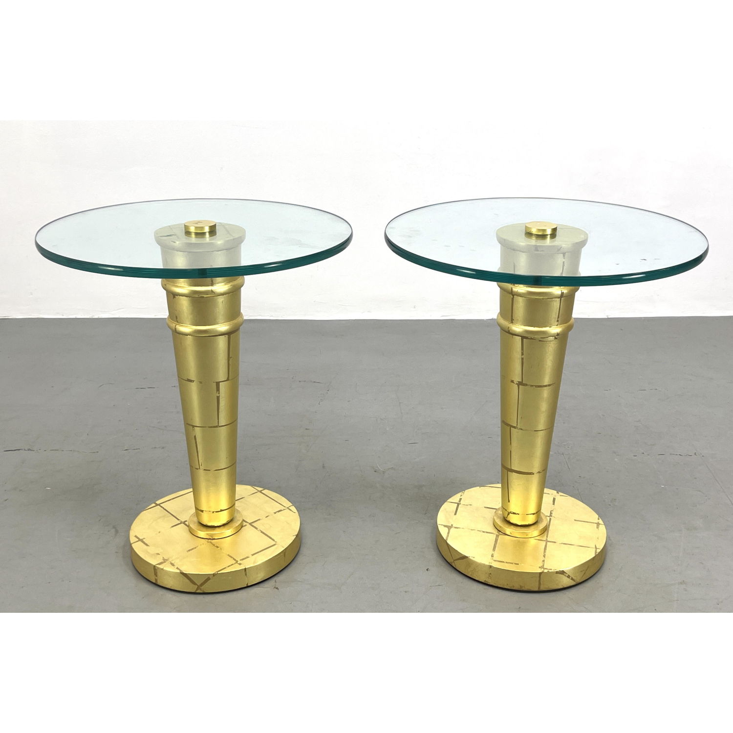 Pair Decorator Gold Leaf Style Side