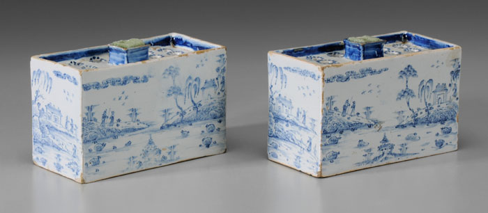 Pair Delft Flower Bricks English,