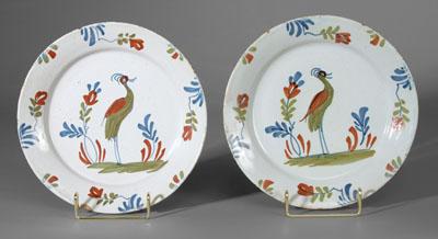 Pair Delft heron plates: each