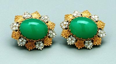 Pair diamond and chrysoprase