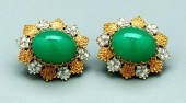 Pair diamond and chrysoprase e