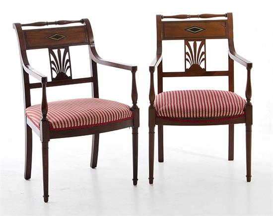 Pair Directoire brass-inlaid