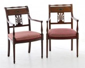Pair Directoire brass-inlaid m