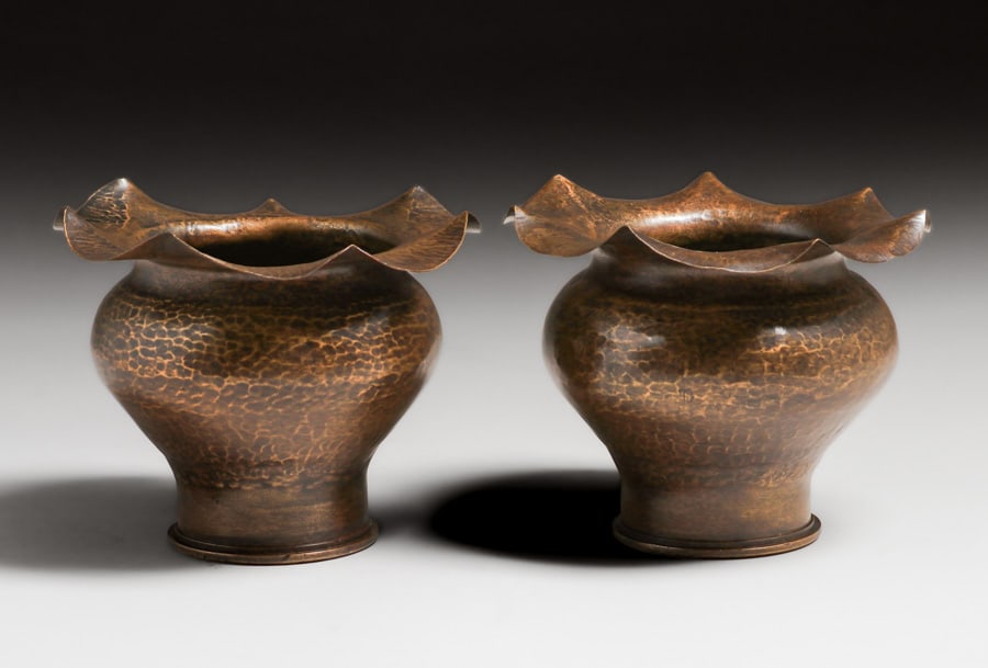 PAIR DIRK VAN ERP HAMMERED BRASS