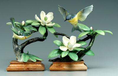 Pair Doughty bird figurines: Parula