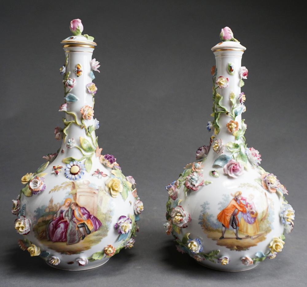 PAIR DRESDEN 'CARL THIEME' FLORAL