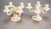 PAIR DRESDEN FLORAL ENCRUSTED