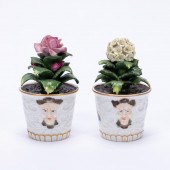 PAIR, DRESDEN MINIATURE FLORAL