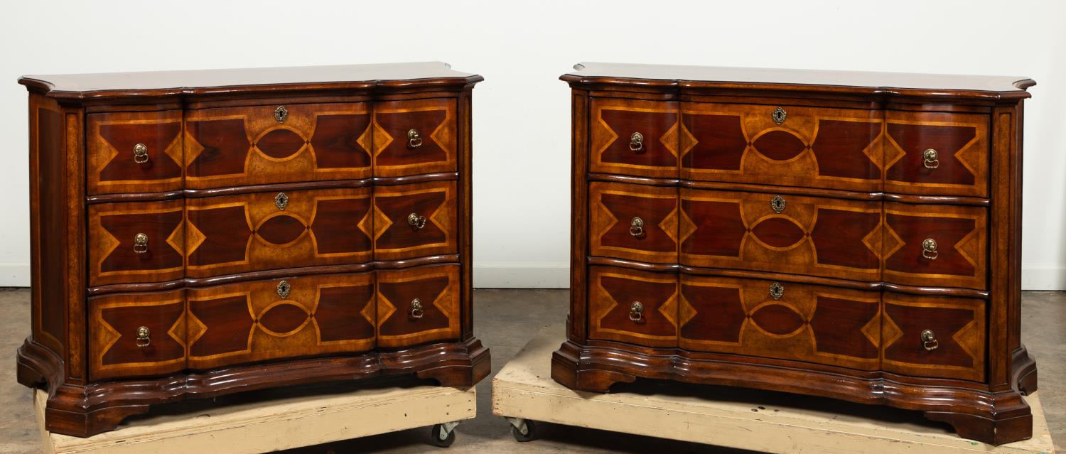 PAIR, DREXEL 3-DRAWER SERPENTINE
