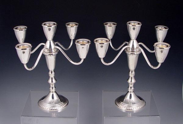 PAIR DUCHIN STERLING 5 LIGHT