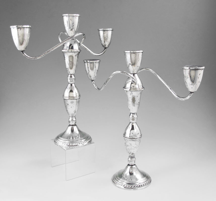 PAIR DUCHIN STERLING CANDELABRA:
