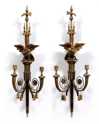 Pair eagle gilt wood sconc