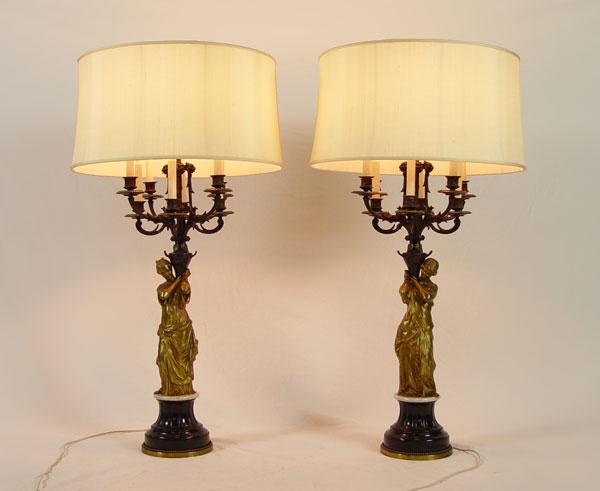 PAIR EARLY 20TH C BRONZE FIGURAL