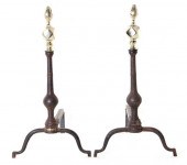 Pair early American brass and