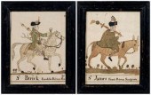 Pair early American watercolor