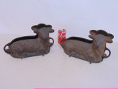 PAIR EARLY IRON EASTER LAMB MO