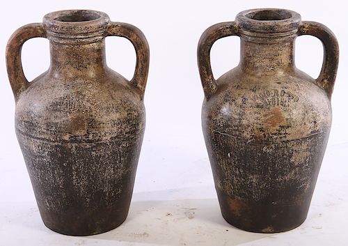 PAIR EARTHENWARE WINE VESSELS
